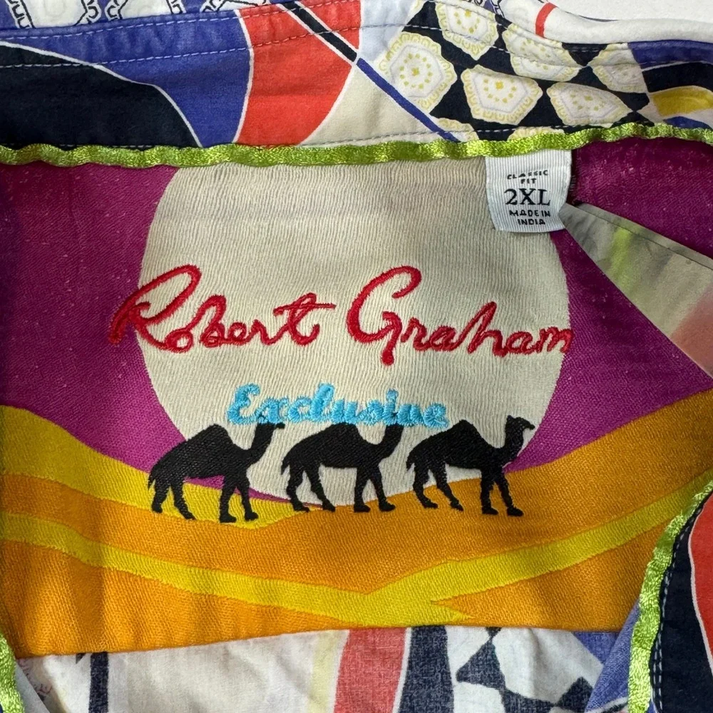 Robert Graham Coco Grove Exclusive Men's 2XL Classic Fit Abstract Camel Print - Picture 3 of 7